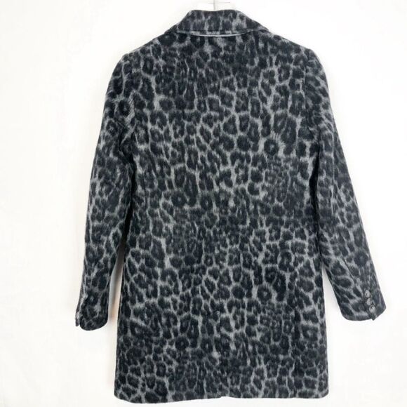 NWT Banana Republic Coat Wool Cotton Grey Animal Print Size S - Picture 6 of 9